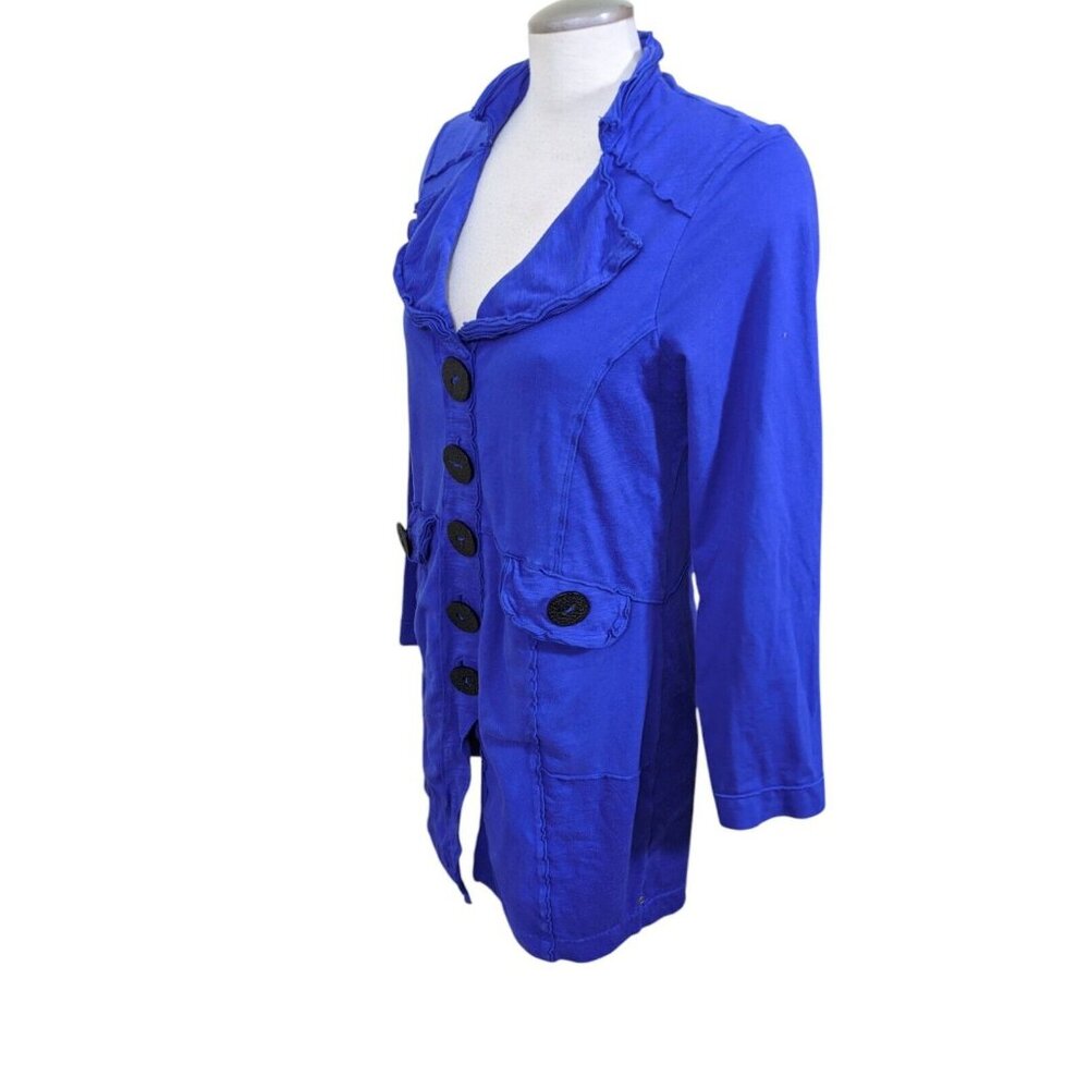Neon Buddha Lagenlook Tunic Dress Womens Large Blue Black Button Accent Boho - Picture 5 of 6